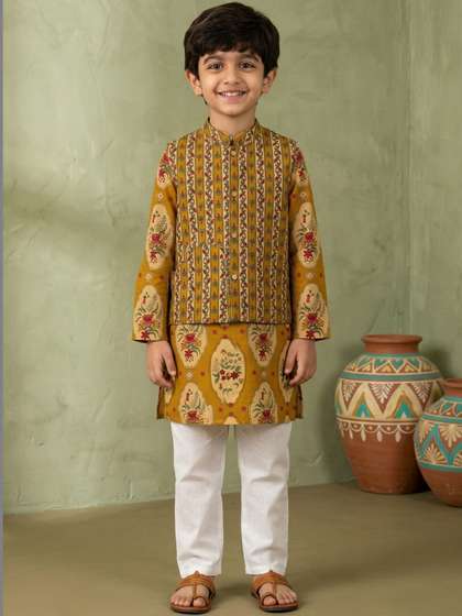 Readiprint Boys Ethnic
                    Motifs Printed Regular Pure Cotton Kurta with
                    Pyjamas