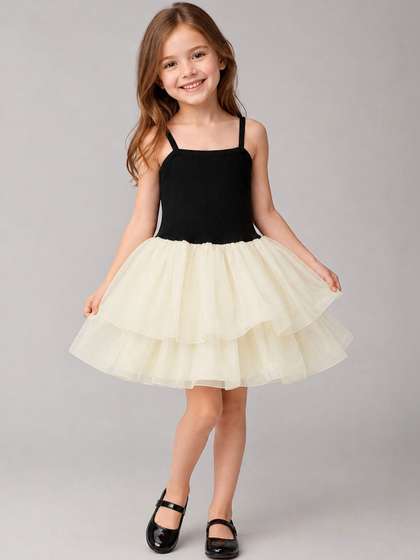 Sparklepop Girls
                    Colourblocked Square Neck Cotton Dress