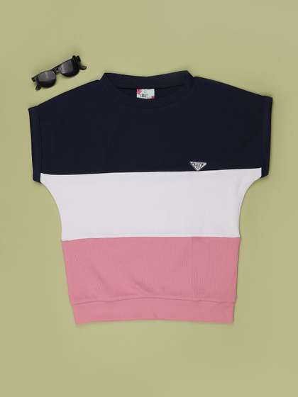V-Mart Girls Navy Blue
                    Cotton Tshirts