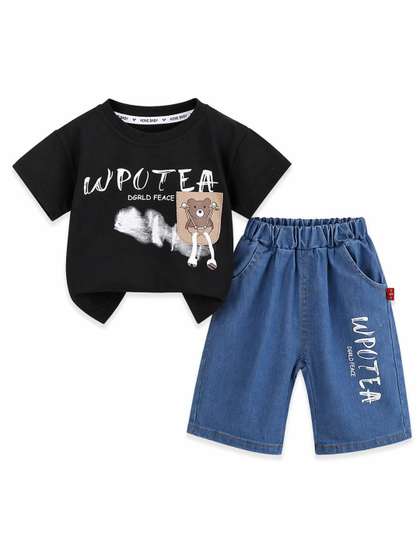 YK Boys Printed T-shirt
                    with Shorts