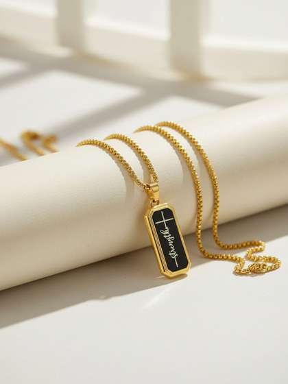 M Men Style
                    Rhodium-Plated Geometric Pendants with Chains