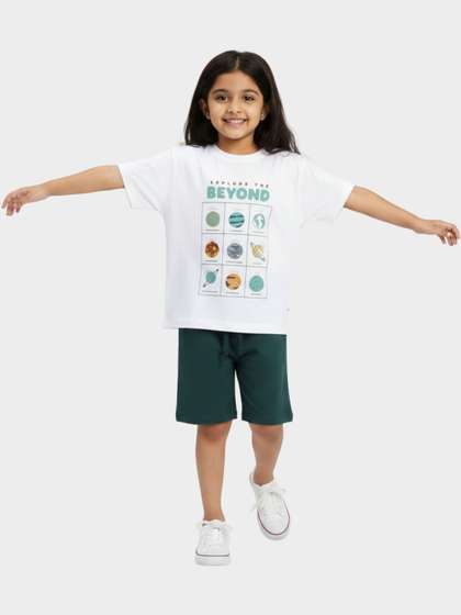 Orange Sugar
                          Unisex Kids Printed T-shirt with Shorts