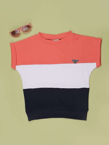 V-Mart Girls Rust Cotton
                    Tshirts
