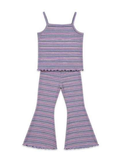 YK Girls Striped Top
                    with Trousers