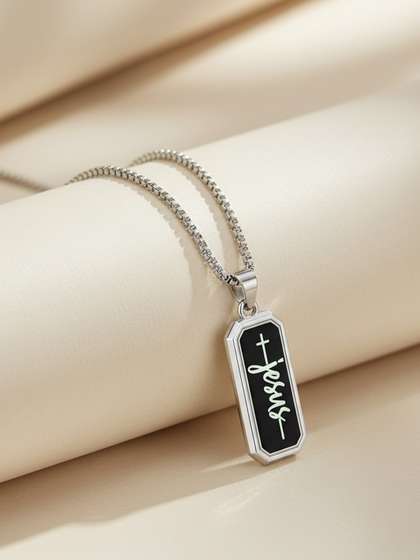 M Men Style
                    Rhodium-Plated Geometric Pendants with Chains