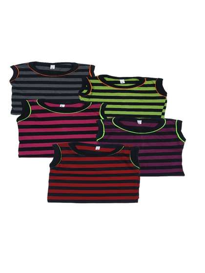 MRB Boys Pack Of 5
                      Striped Basic Vest VAN