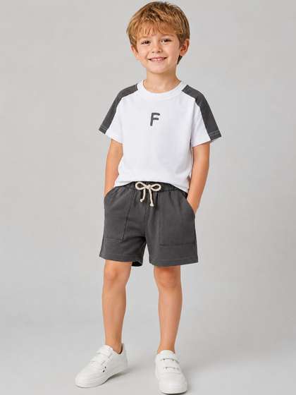 YK Boys Colourblocked
                      T-shirt with Shorts