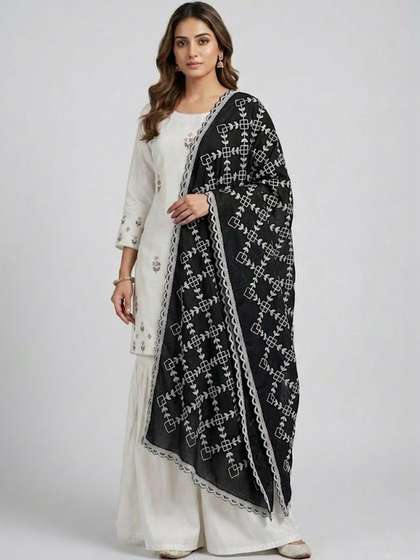 Trendzmy Embroidered
                        Dupatta with Thread Work