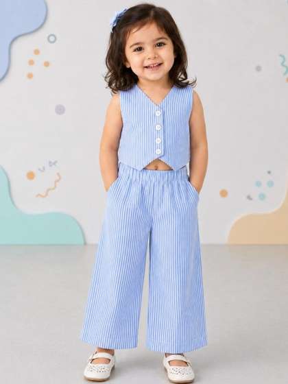 Kidbea Girls Striped
                      Top with Trousers