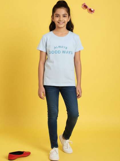V-Mart Girls Blue
                      Cotton Tshirts