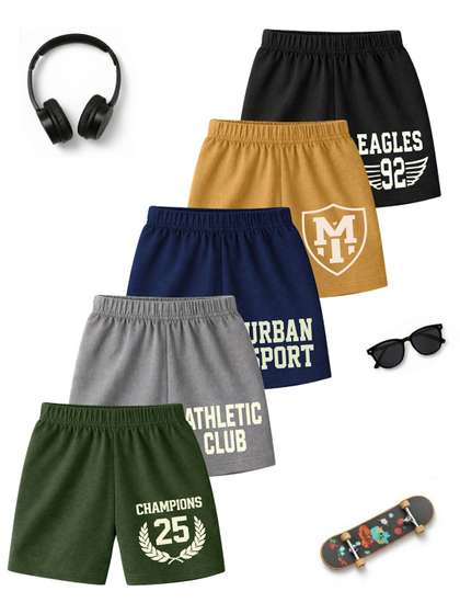 YK Boys Typography
                    Printed Shorts