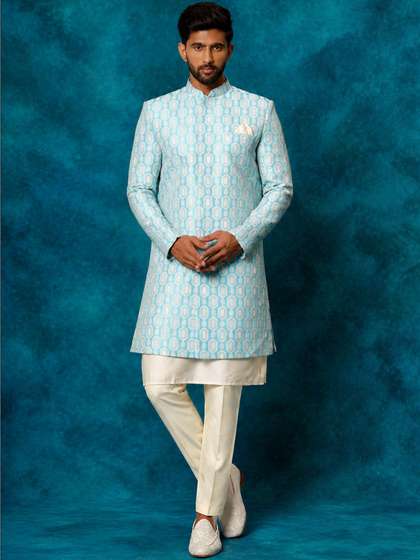 VASTRAMAY Mandarin
                        Collar Sherwani Set