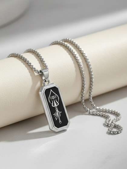 M Men Style
                    Rhodium-Plated Geometric Pendants with Chains