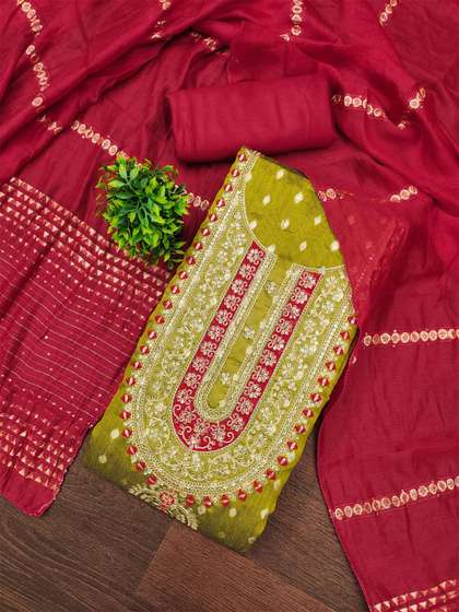 Rangtulika Ethnics
                          Embroidered Unstitched Dress Material
