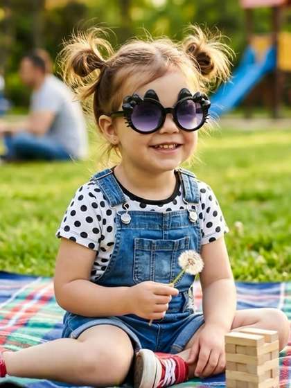 FUNGLASSES Kids Black
                    Lens & Black Butterfly Sunglasses with