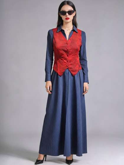 Virgio Printed
                        V-Neck Button Waistcoat