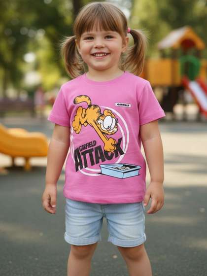 V-Mart Girls Printed
                    Cotton Round Neck T-Shirt