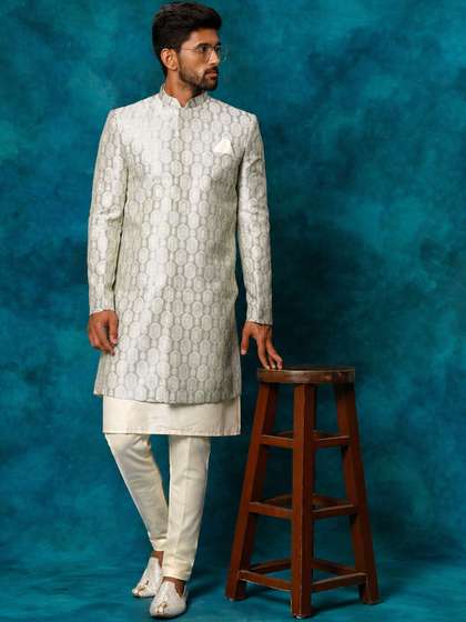 VASTRAMAY Mandarin
                        Collar Sherwani Set