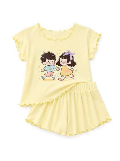 YK Girls Printed T-shirt
                    with Shorts