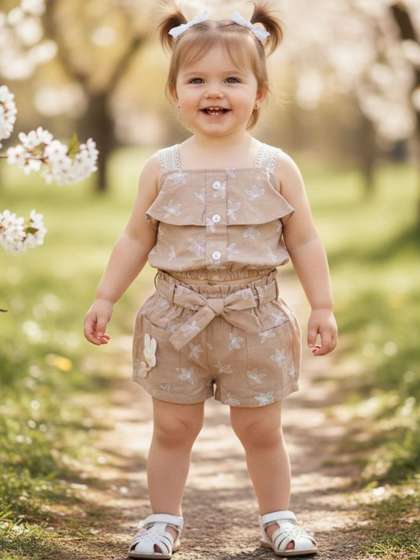 V-Mart Girls Printed
                        Top with Shorts