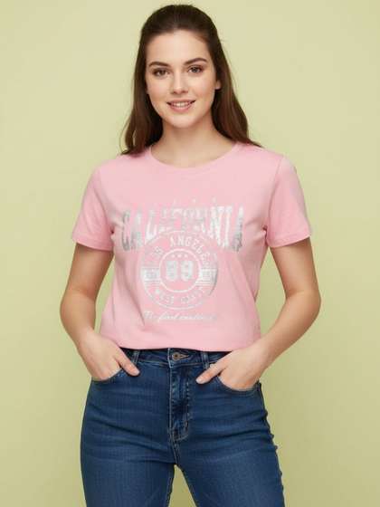V-Mart Girls Pink Cotton
                    Tshirts