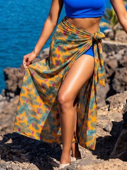 Aoba Mustard
                          Yellow, Green & Pink Printed Tie-Up
                          Sarong