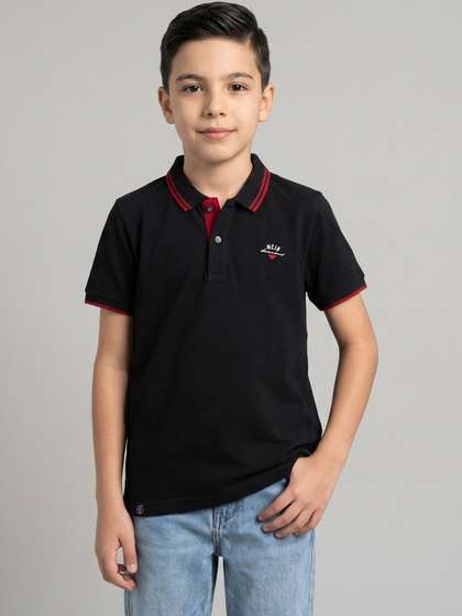 Monte Carlo Boys Printed
                    Polo Collar Pure Cotton T-shirt