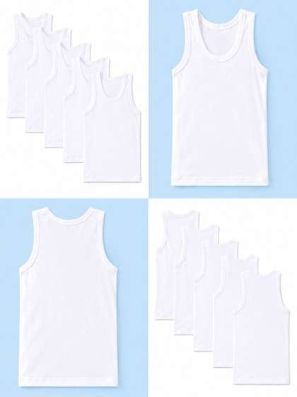 DRAKO Boys Pack Of 5
                      Round Neck Cotton Basic Vests D_kids_WB5_0-6m