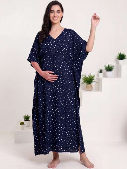 Secret Wish Printed
                        Rayon Maternity Maxi Kaftan Nightdress
