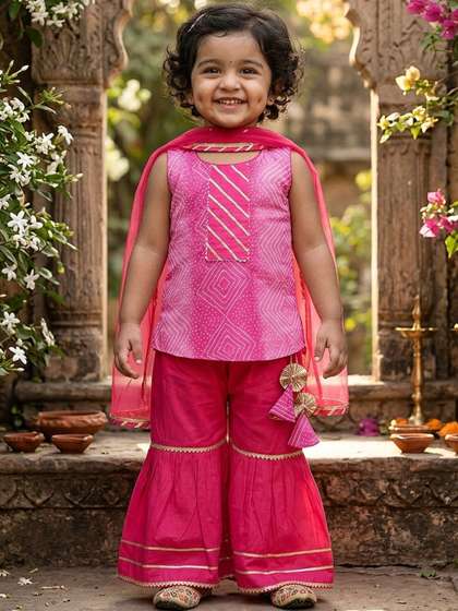 Sangria Girls Printed
                    Pure Cotton Round Neck Kurta Sets