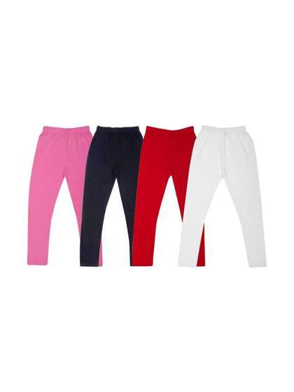 Kranberiie Girls Pack of
                    4 Cotton Blend Solid Ankle Length Leggings