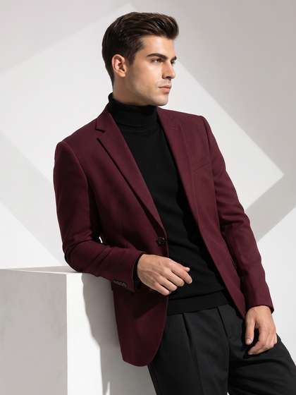 INVICTUS Slim Fit
                        Textured Notched Lapel Single Breasted Formal
                        Blazer