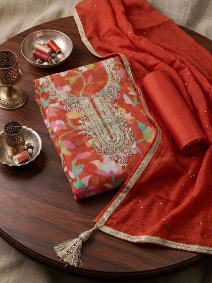 Meena Bazaar Printed
                        Unstitched Dress Material