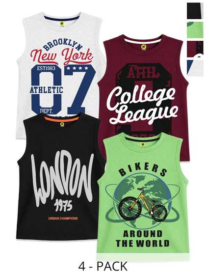 YK Boys Pack Of 4
                    Printed Round Neck T-shirts