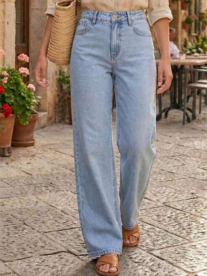 COY Women Comfort
                        Relaxed Fit Mid-Rise Light Fade Jeans