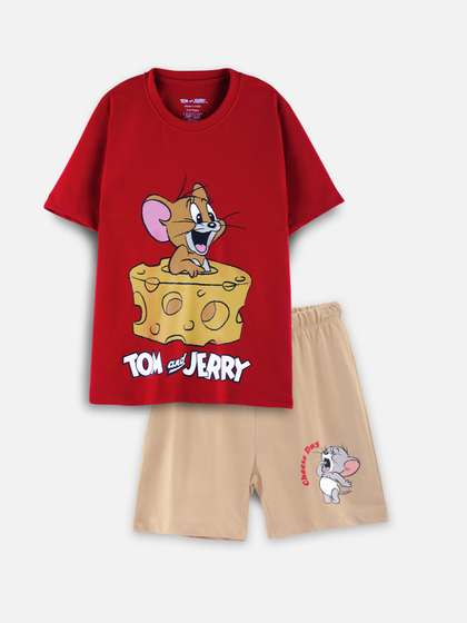 Nap Chief Kids Unisex
                    Tom & Jerry Printed Cotton T-shirt With Shorts
