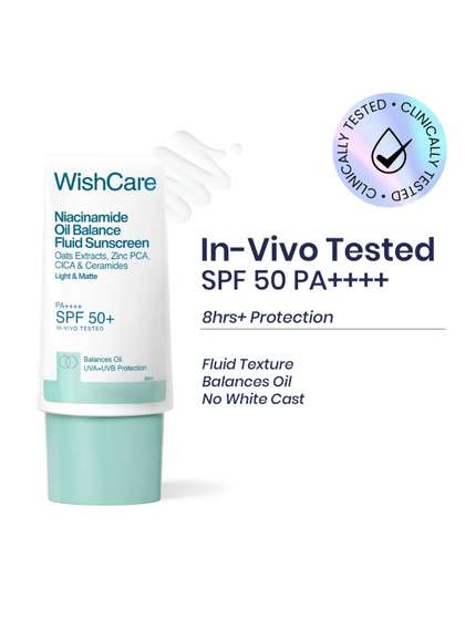 WishCare SPF50
                          Niacinamide Oil Balance Fluid Sunscreen for
                          Face - In-Vivo Tested