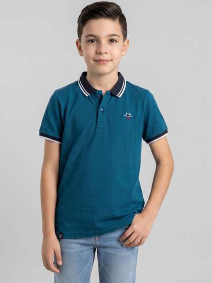 Monte Carlo Boys Printed
                    Polo Collar Pure Cotton T-shirt