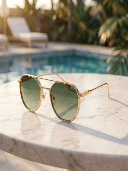 RUGGINE Unisex Black
                        Lens & Gold-Toned Square Sunglasses with