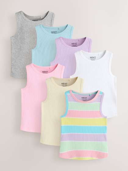 NEXT Girls Pack of 7
                      Round Neck Vests