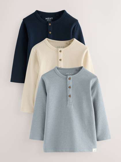 NEXT Boy Pack Of 3 Long
                    Sleeve Henley T-Shirts