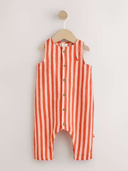 NEXT Boy Bright Stripe
                    Chilli Woven Baby Romper