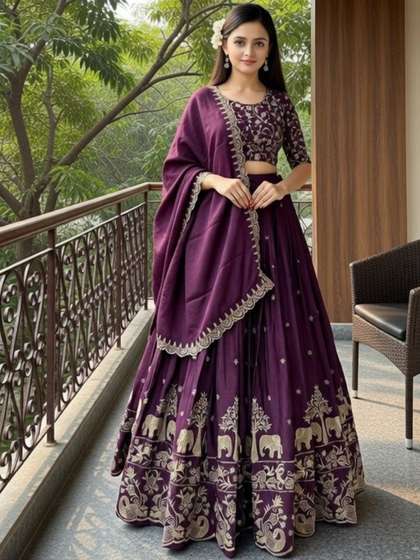 Closin Girls Embroidered
                    Thread Work Ready to Wear Lehenga & Blouse With
                    Dupatta