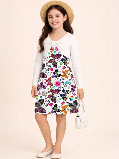 VOGAAN JUNIOR Floral
                    Print A-Line Dress