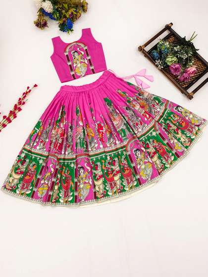 Sangria Girls
                        Embroidered Round-Neck Flared Lehenga Choli