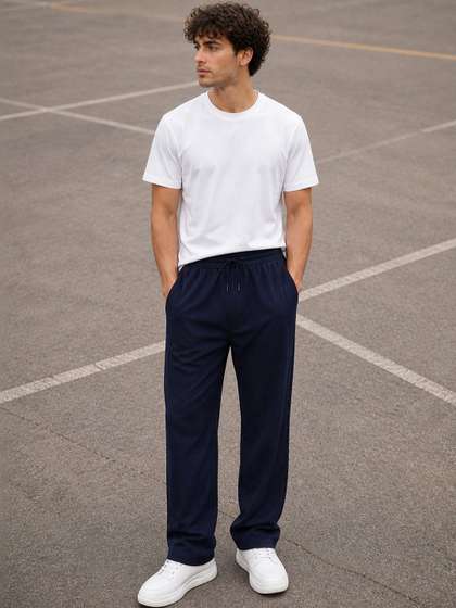 SZN Men Regular Fit
                        Textured Track Pants