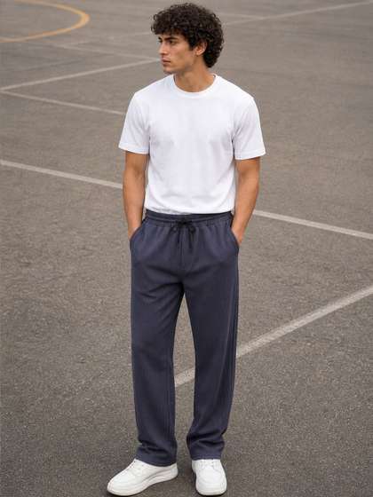 SZN Men Regular Fit
                        Textured Track Pants
