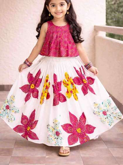 Sangria Girls Printed
                    Round Neck Flared Lehenga Choli