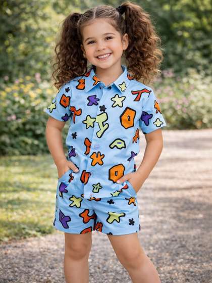 ANJALI IMPEX Unisex
                        Kids Printed Shirt with Shorts