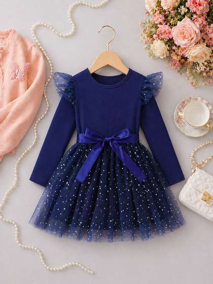 Sparklepop Girls
                    Embellished Fit & Flare Midi Dress